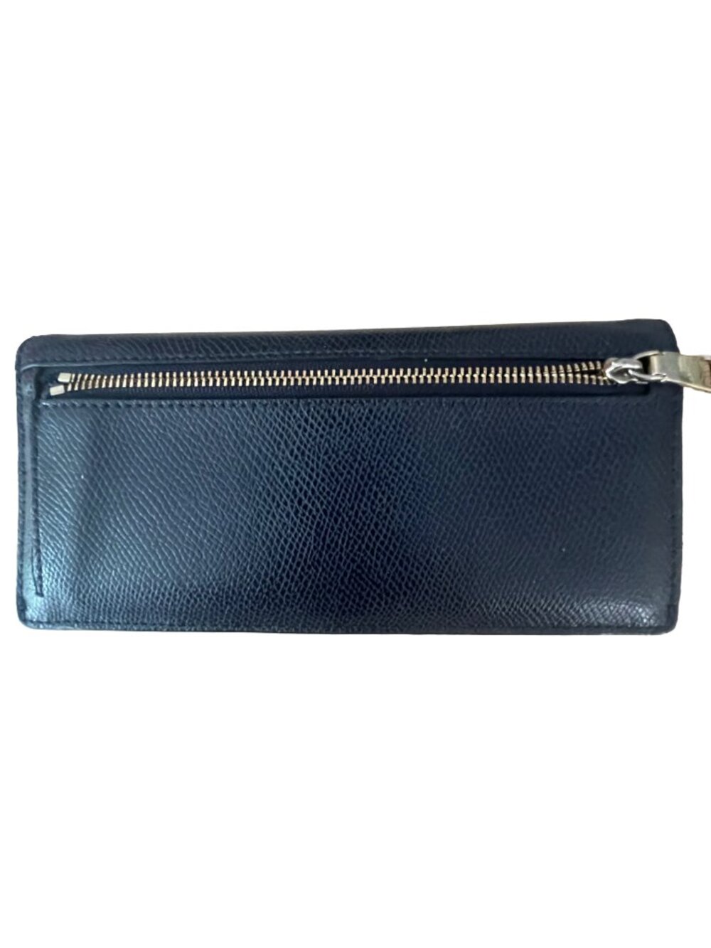 Coach Navy Cross grain Leather Continental Snap Wallet Zip Clutch - Picture 2 of 9